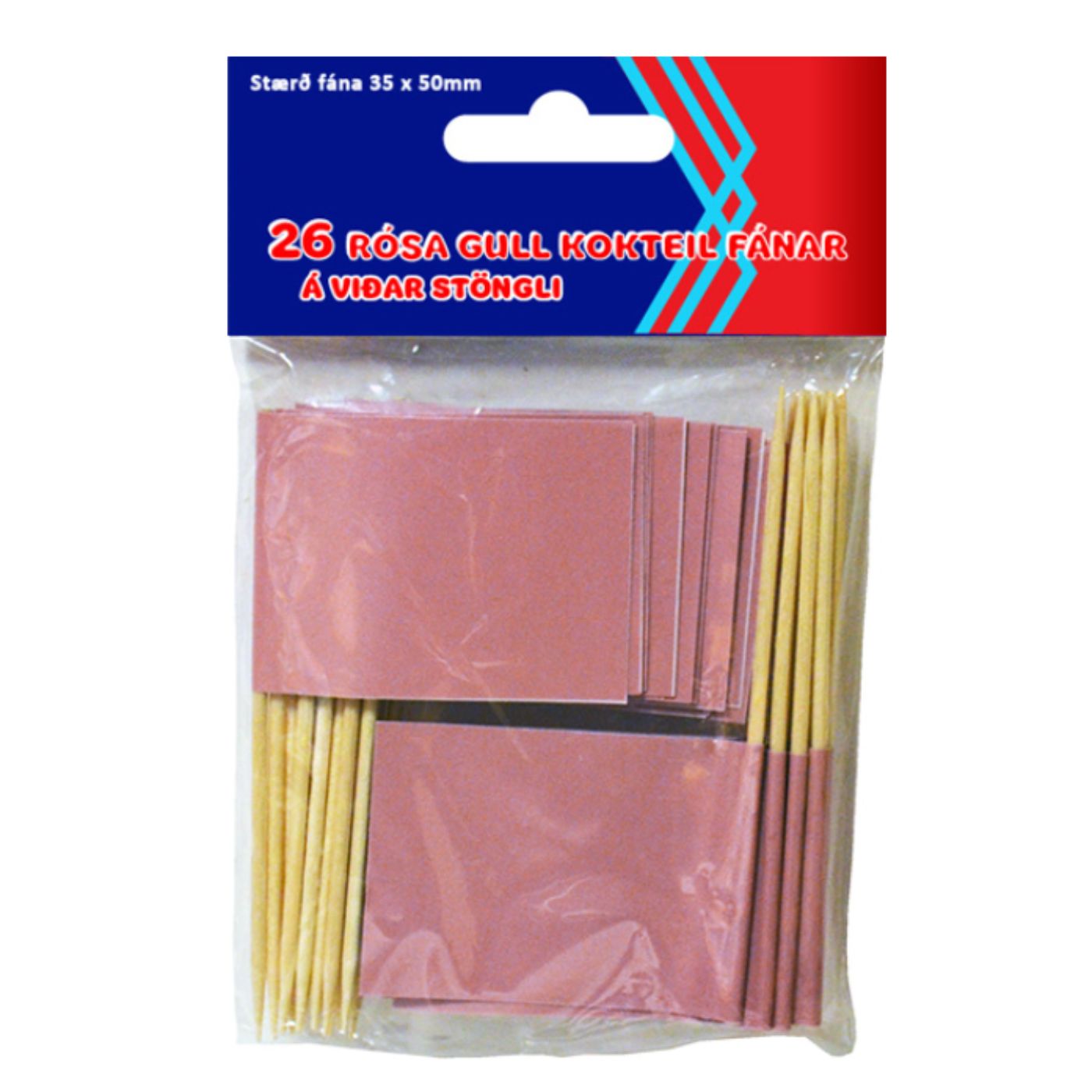Kokteilfánar - Rose Gold/Bleikir - 26 stk