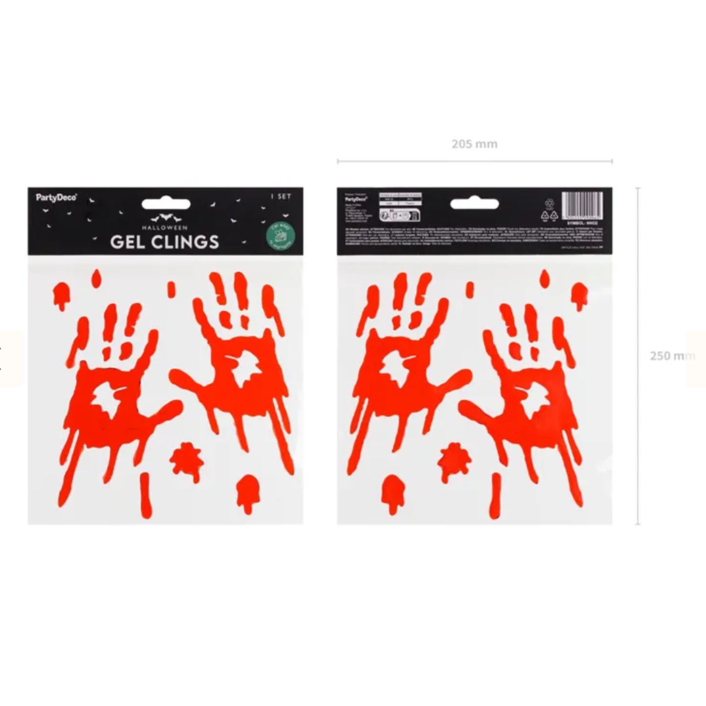 Límmiðar - Gel - Blóðugar hendur - 18 x 18 cm