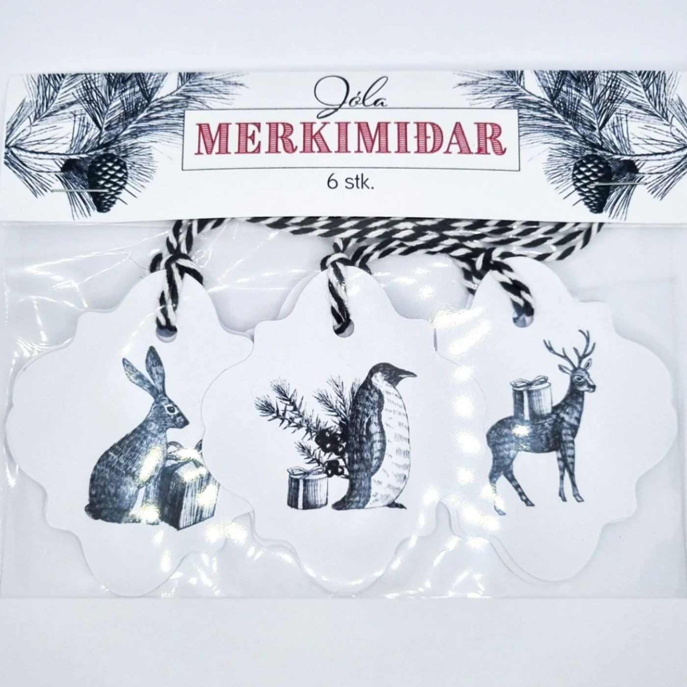 Jólamerkimiðar - Dýr - 6 stk