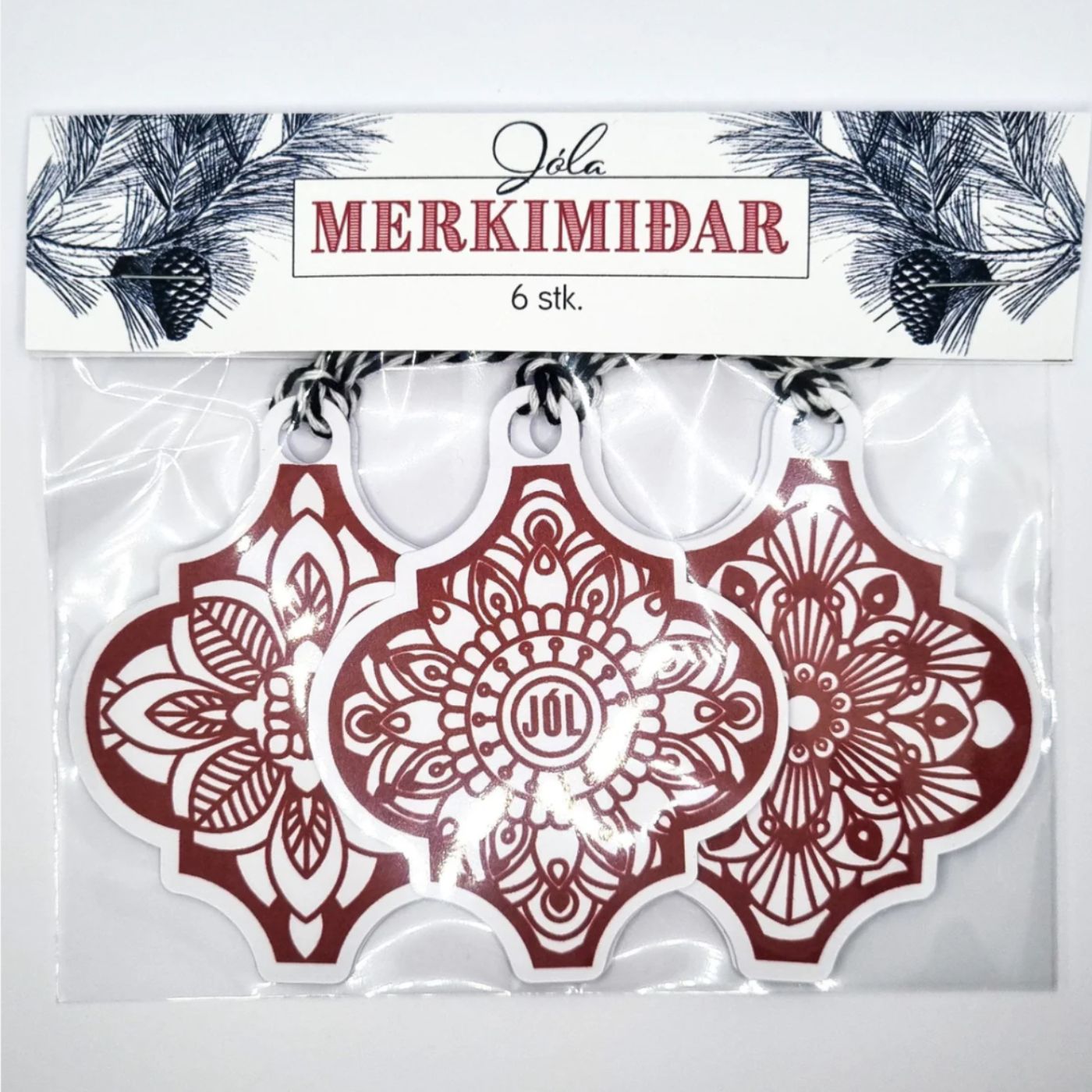 Jólamerkimiðar - Mandala - 6 stk