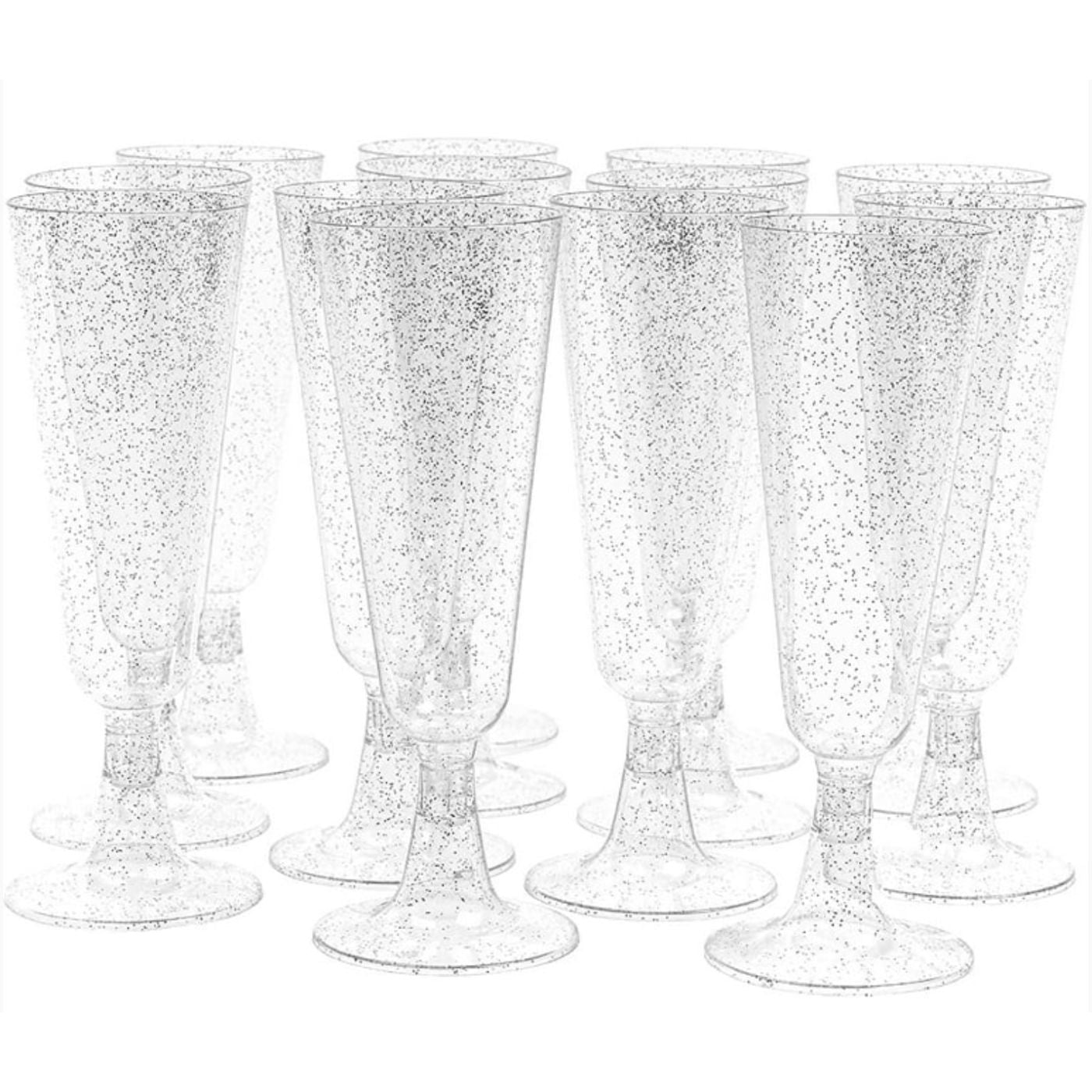 Plastglös - Silfur glimmer - 10stk - 150ml