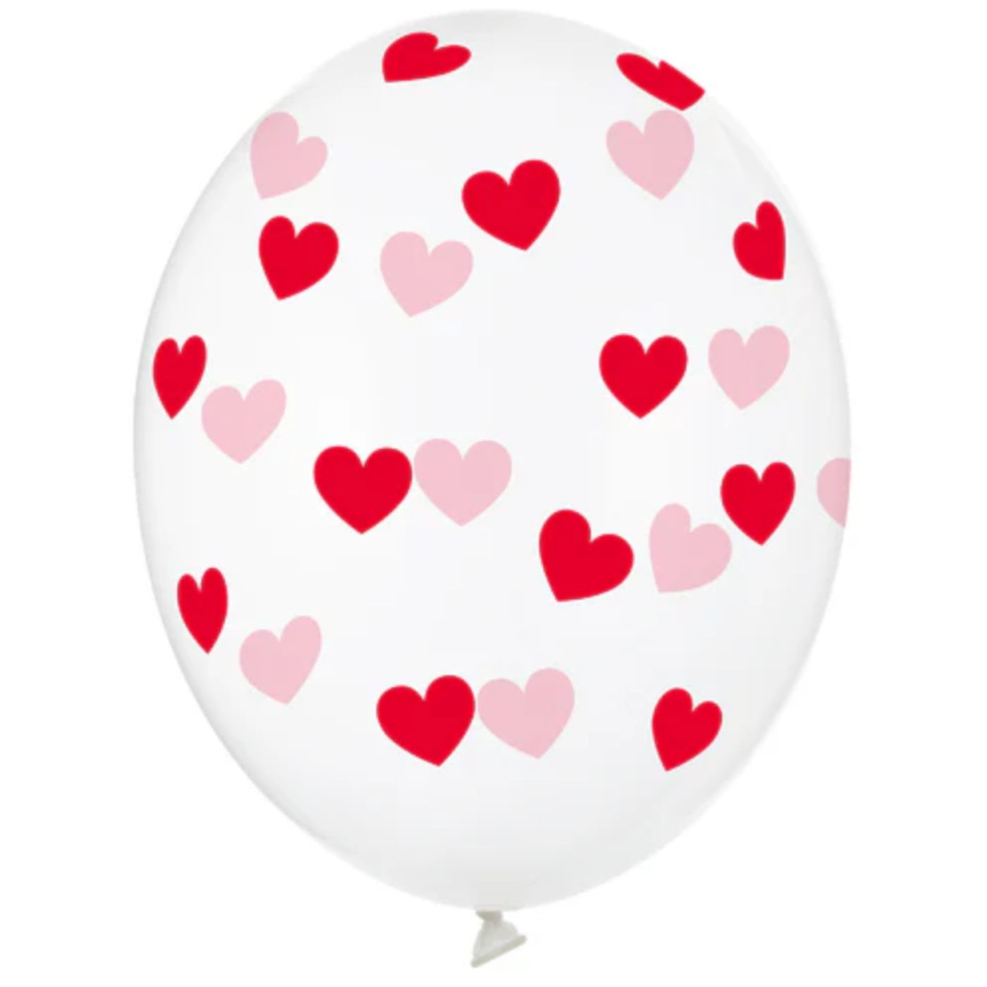 Latex blaðra - Glær með hjörtum - 30cm