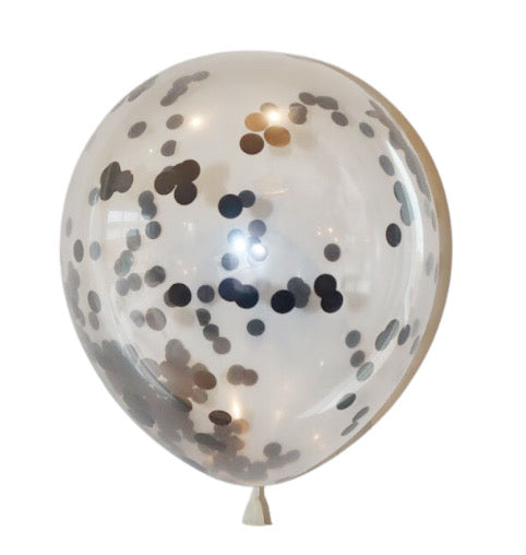 Latex blaðra - Svört confetti - 30 cm