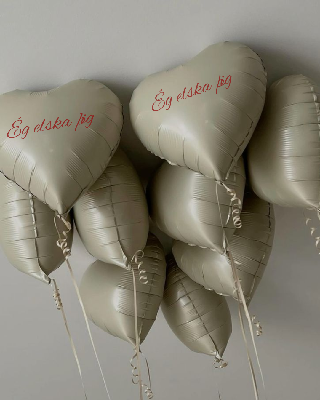 Álblaðra - Ég elska þig - Kremað hjarta m. helíum