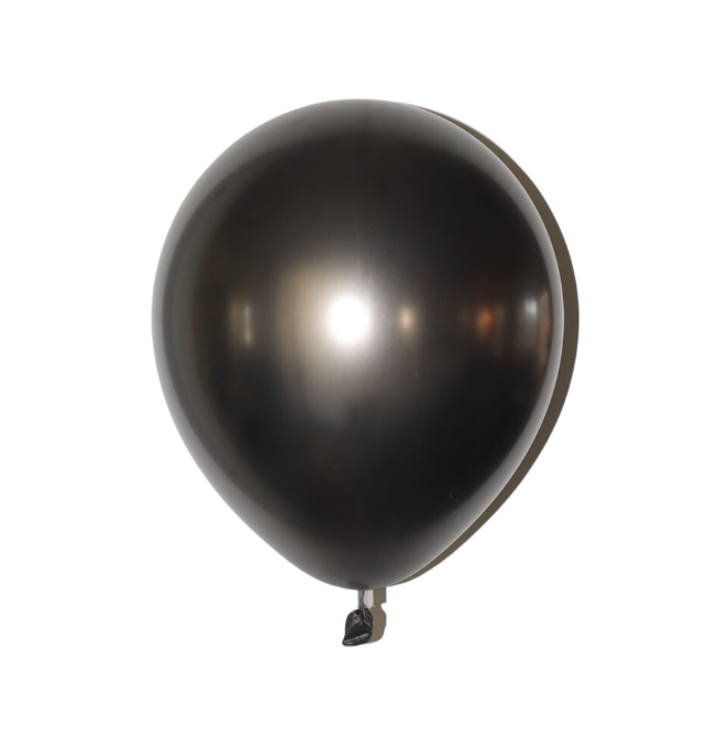 Latex blaðra - Króm - Svört - 30 cm