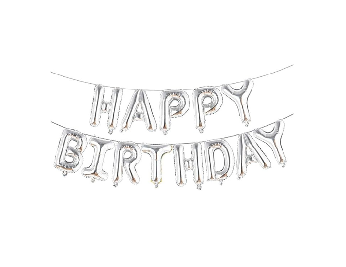 Blöðrulengja - Happy birthday lengja - Silfur