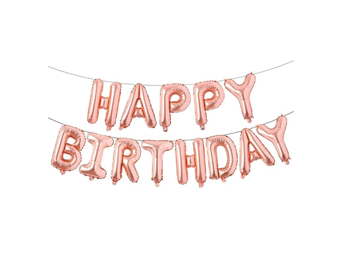 Blöðrulengja - Happy birthday lengja - Rosegold