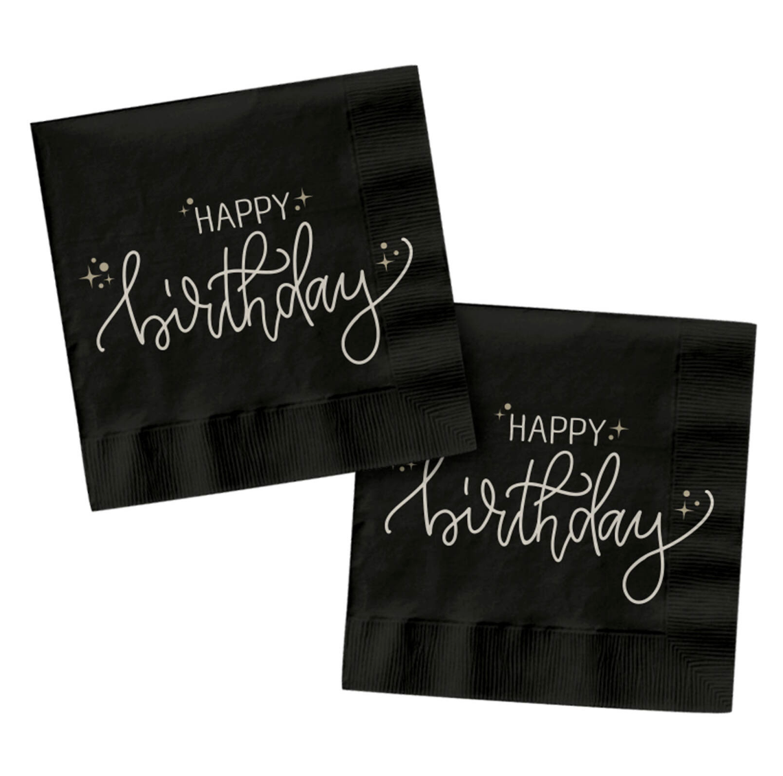 Servíettur - Happy birthday - Svartur og kremaður - 20 stykki