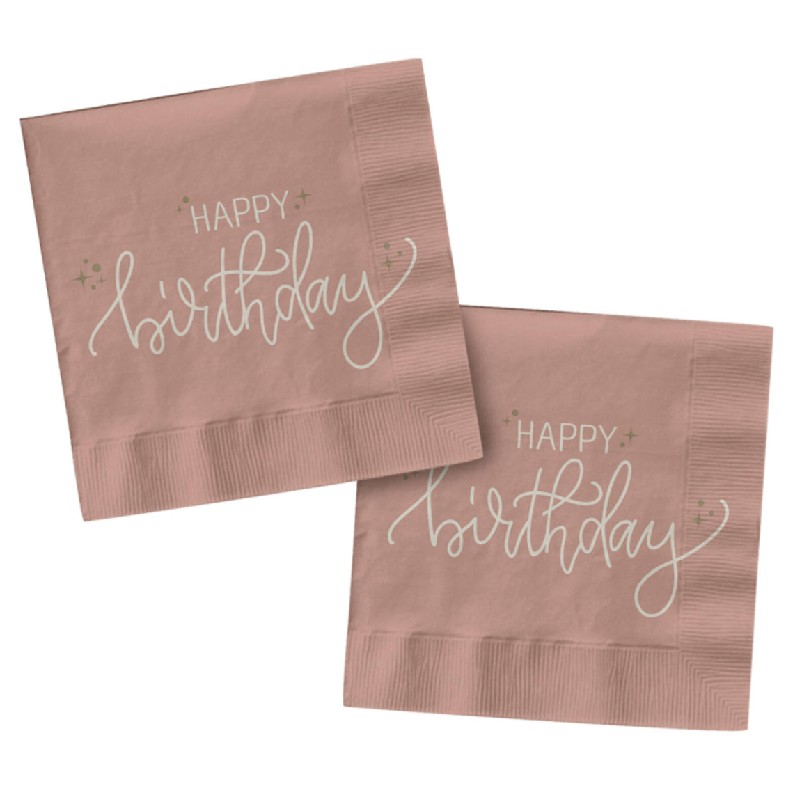 Servíettur - Happy Birthday - Bleikar - 20 stk