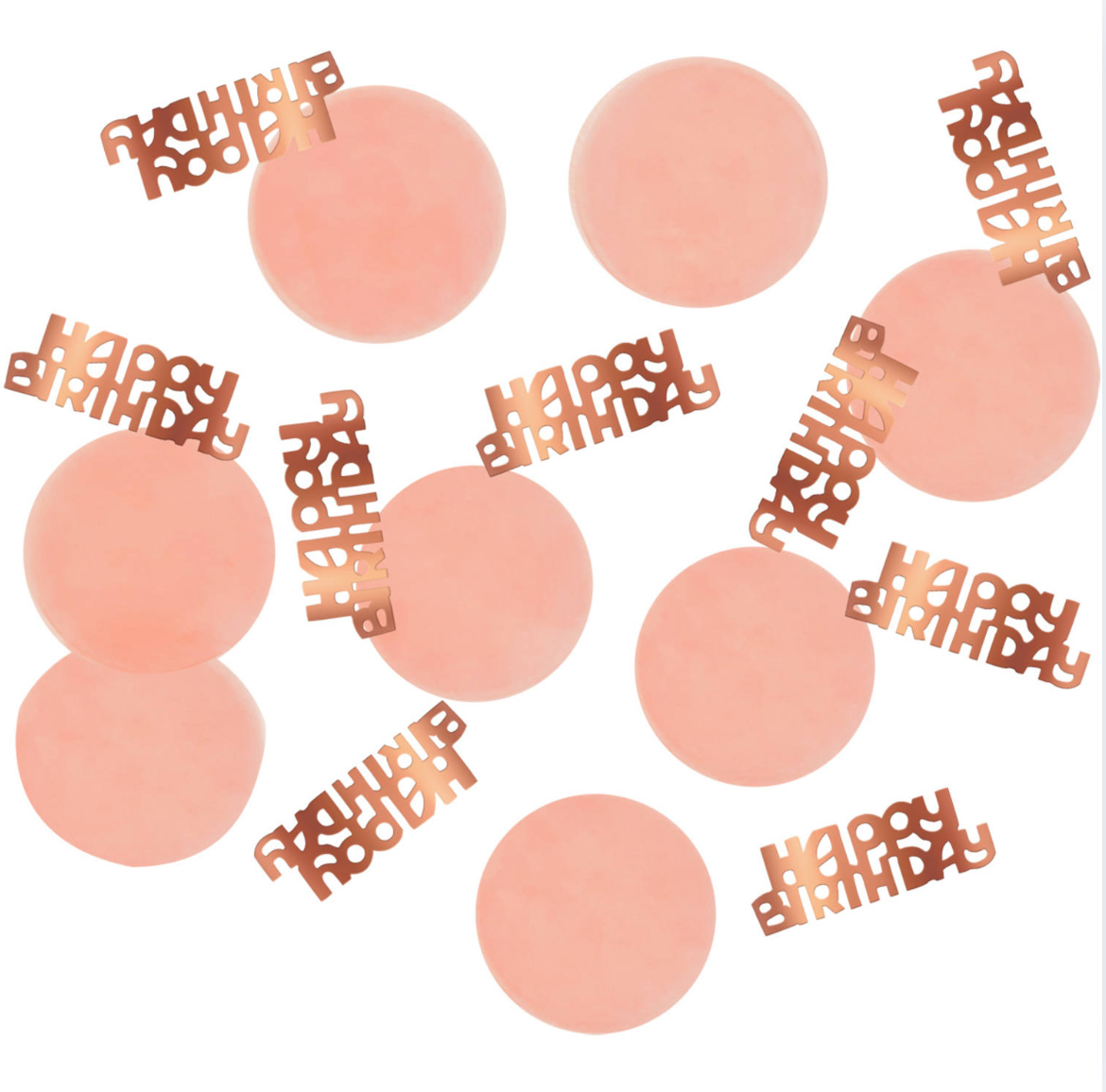 Confetti - Happy Birthday - Bleikt og rosegold