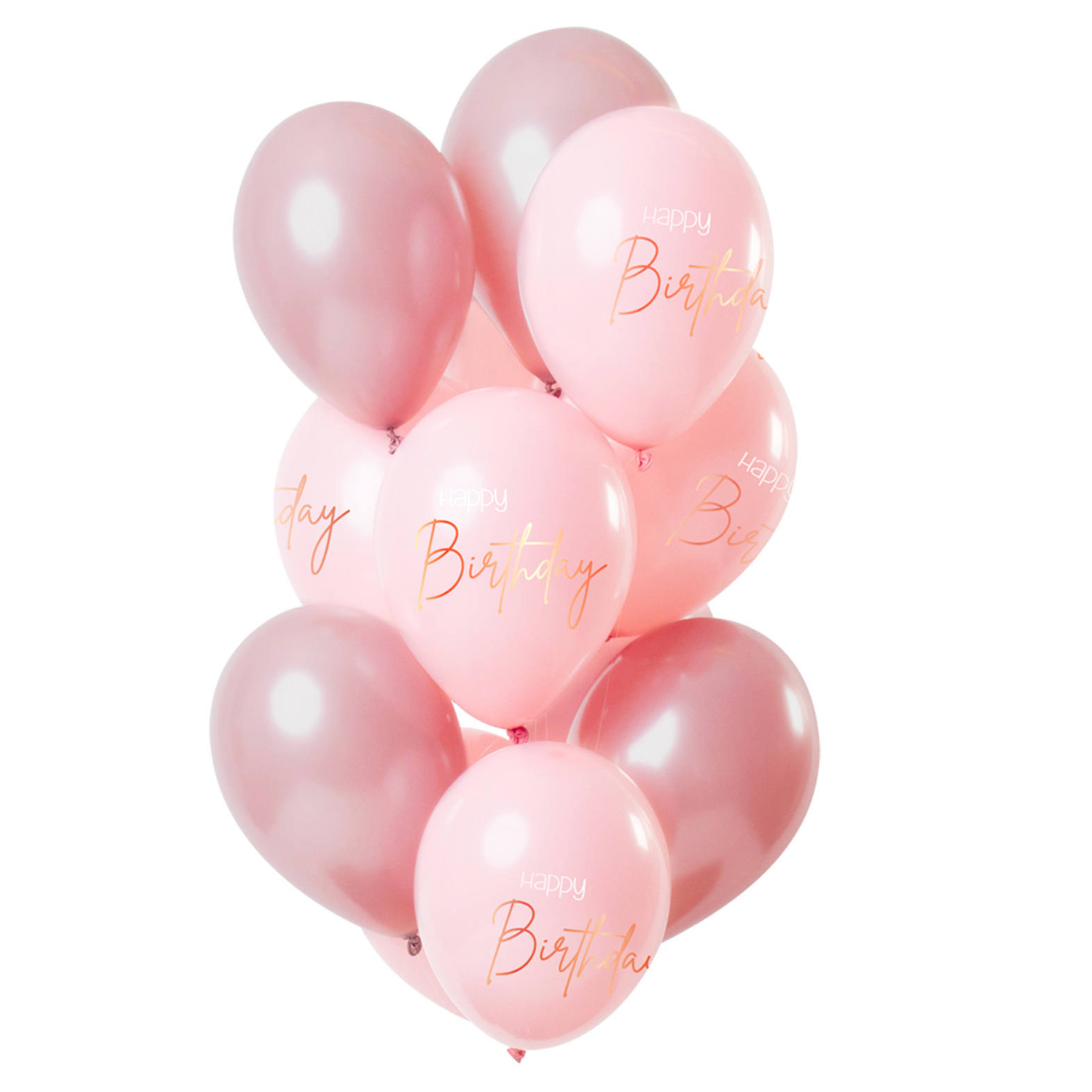 Latex blöðrur - Happy Birthday - Bleikir tónar - 12 stk