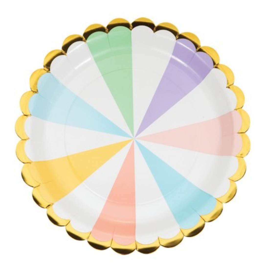 Pappadiskar - Pastel litir - 8 stk