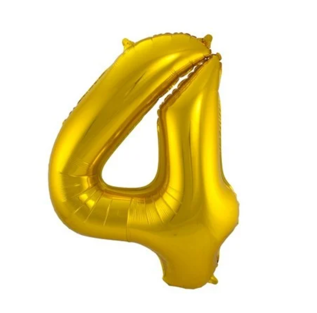 Álblaðra - Gylltur tölustafur - 4 - 86 cm