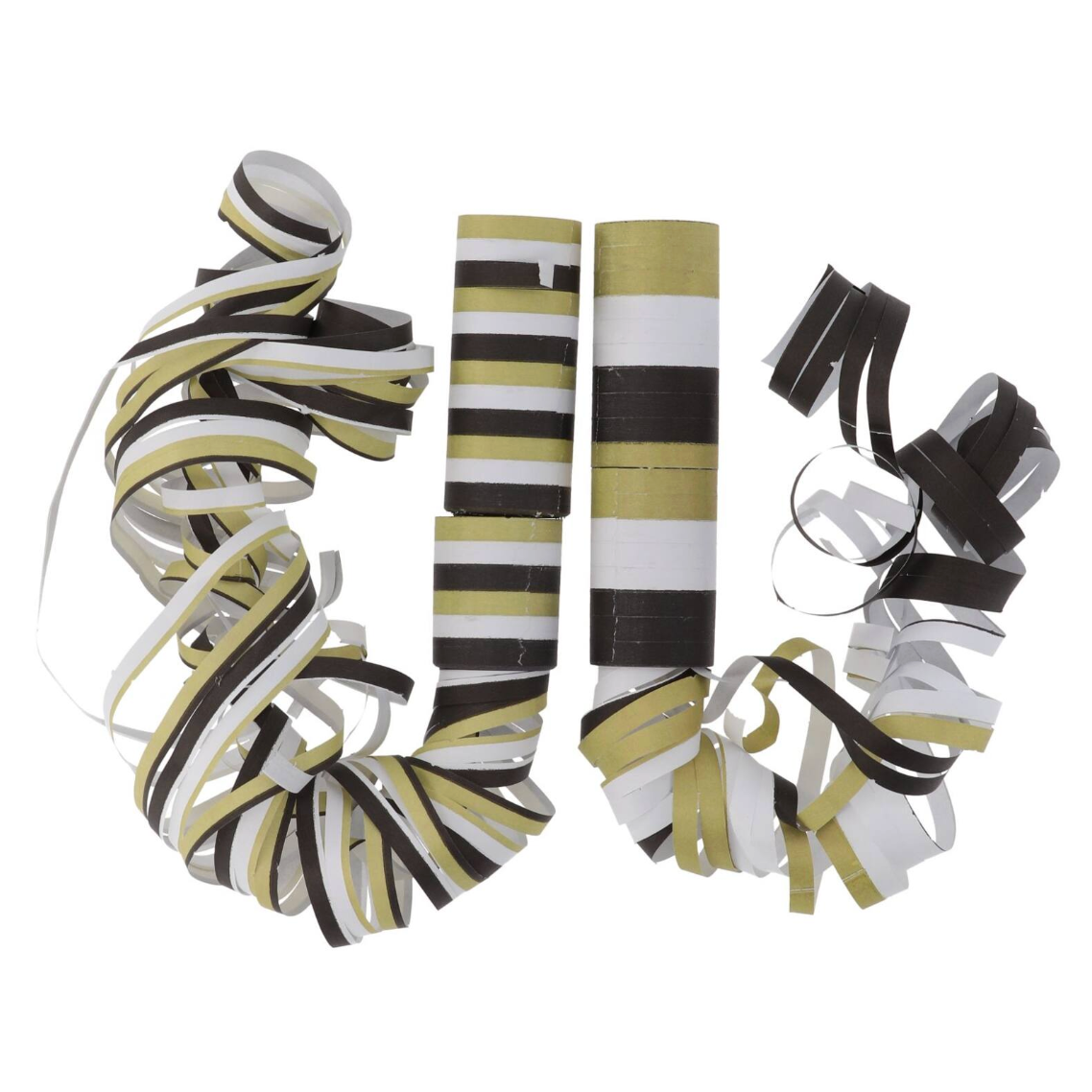 Paper streamer - Gyllt, svart og hvítt - 2 stk