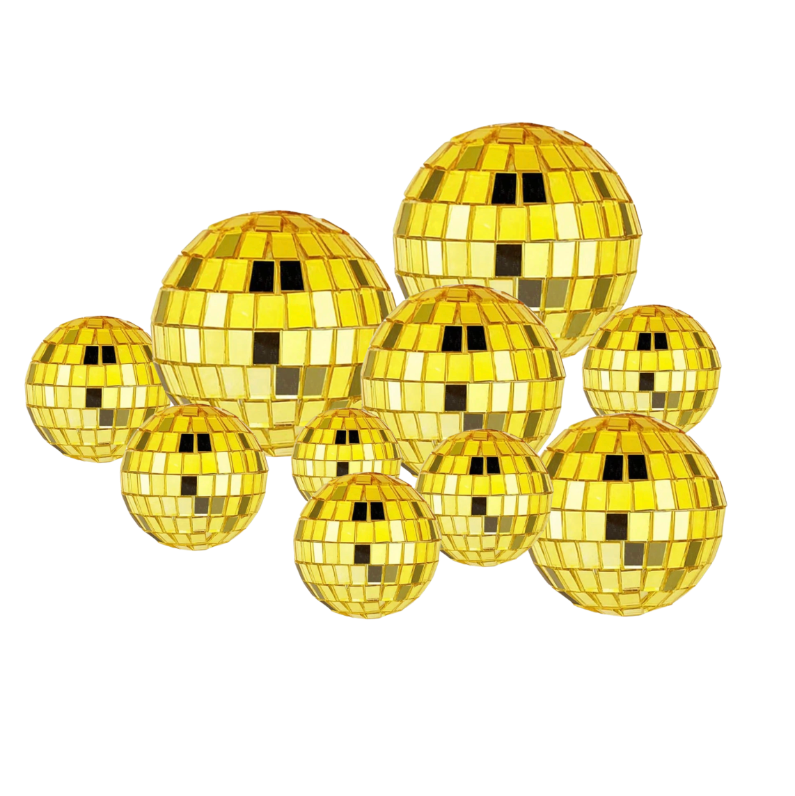 Diskókúlur - Gylltar - 10 stk