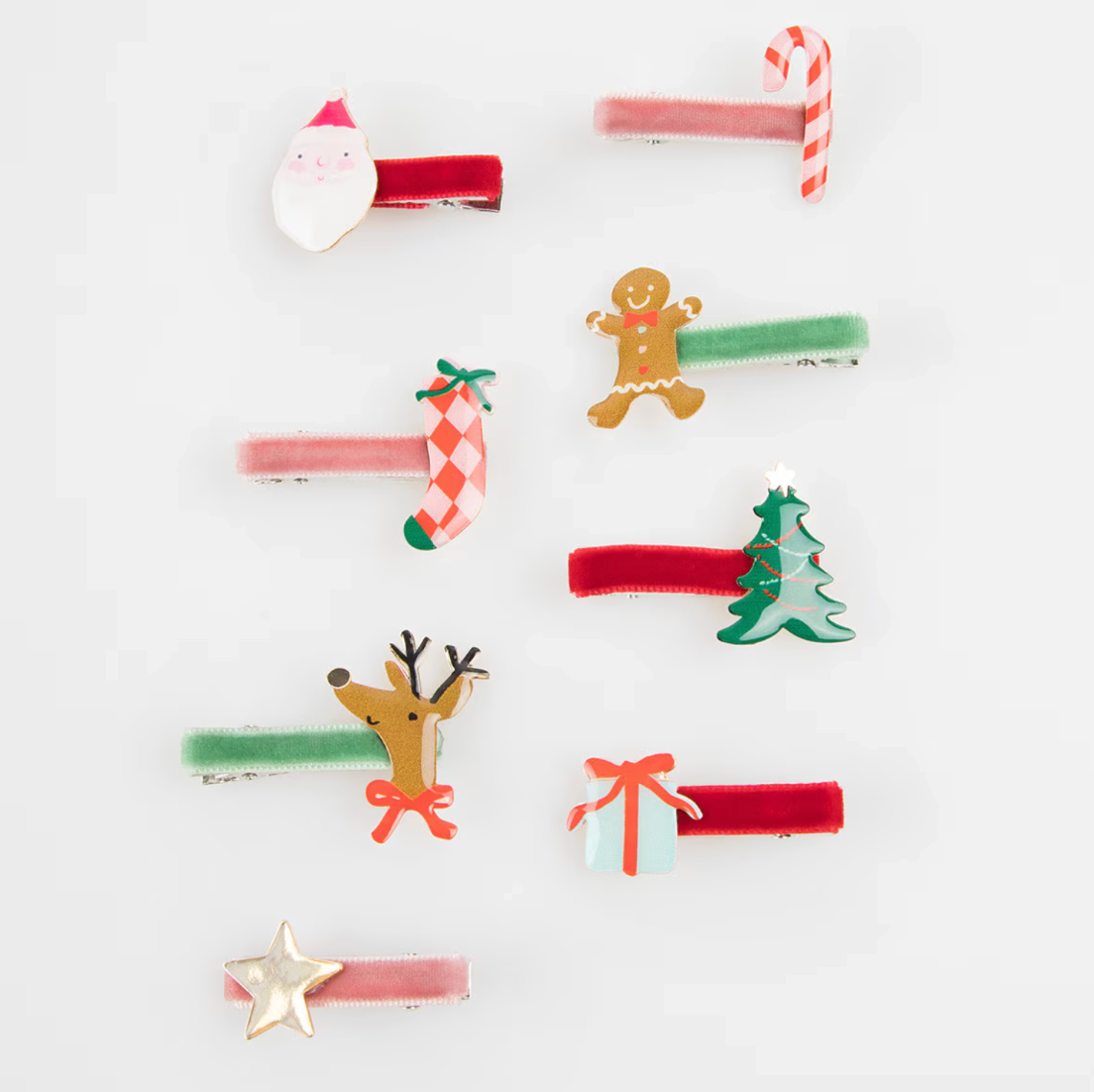 Jóla hárspennur - 8 stk