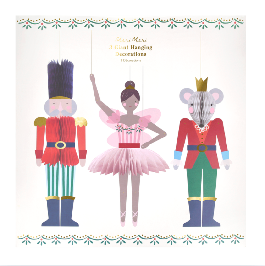 Hangandi Jólaskreytingar - Hnotubrjóturinn - 1 m - 3 stk