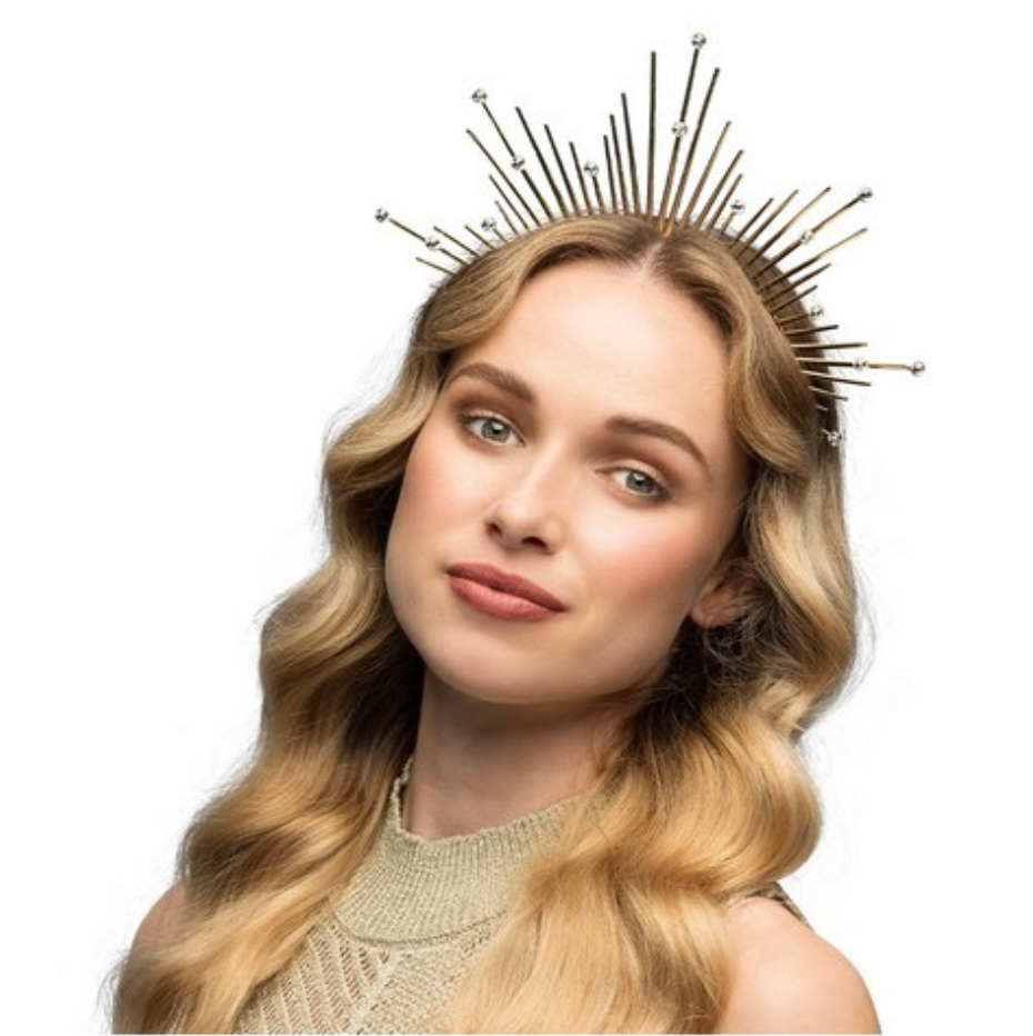 Hárspöng - Halo - Gyllt með silfur demöntum