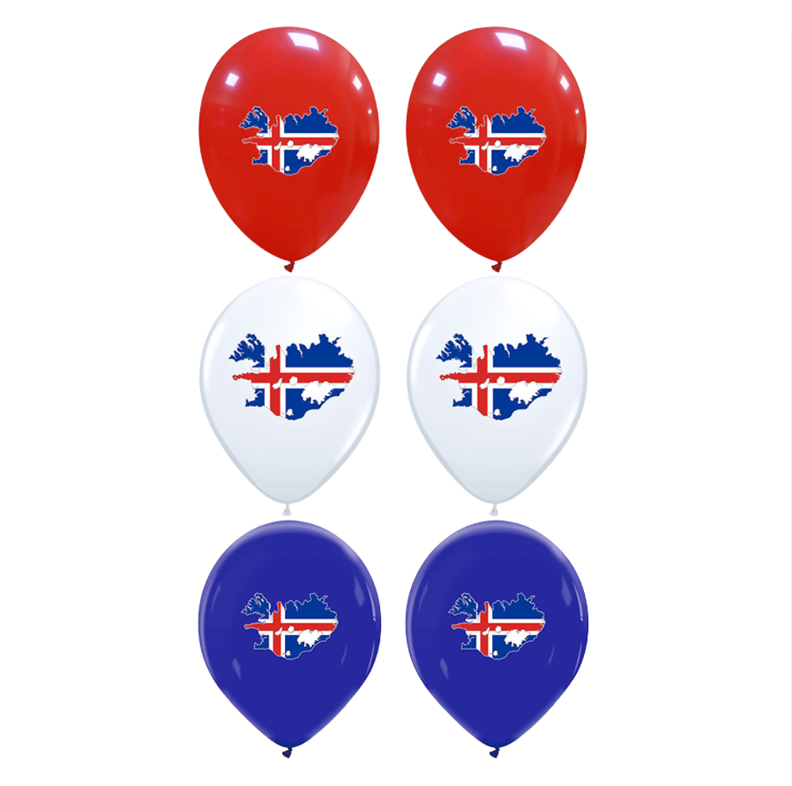 Latex blöðrur - Ísland- 6 stk