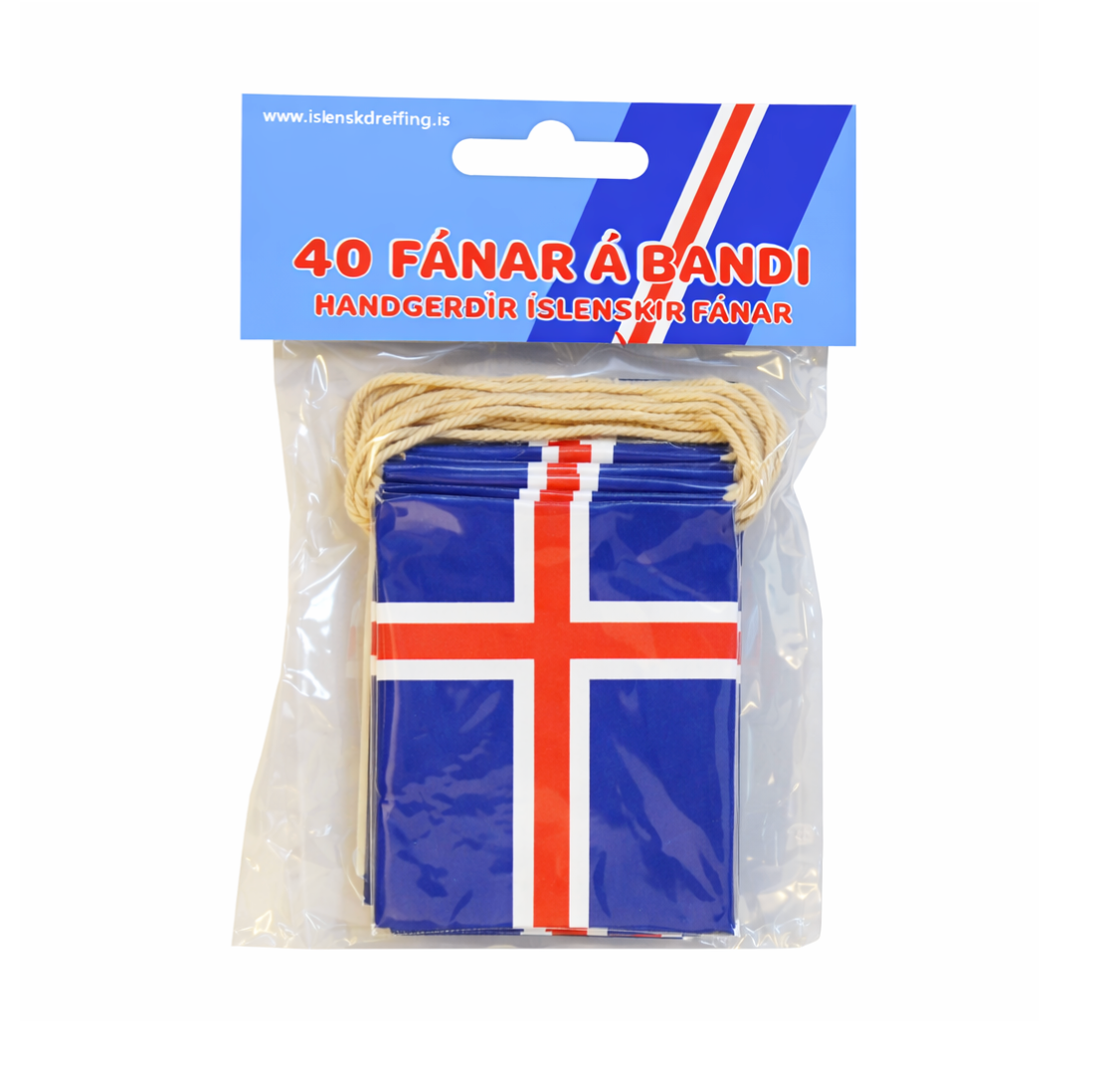 Fánalengja - Íslenski fáninn - 40 x fánar