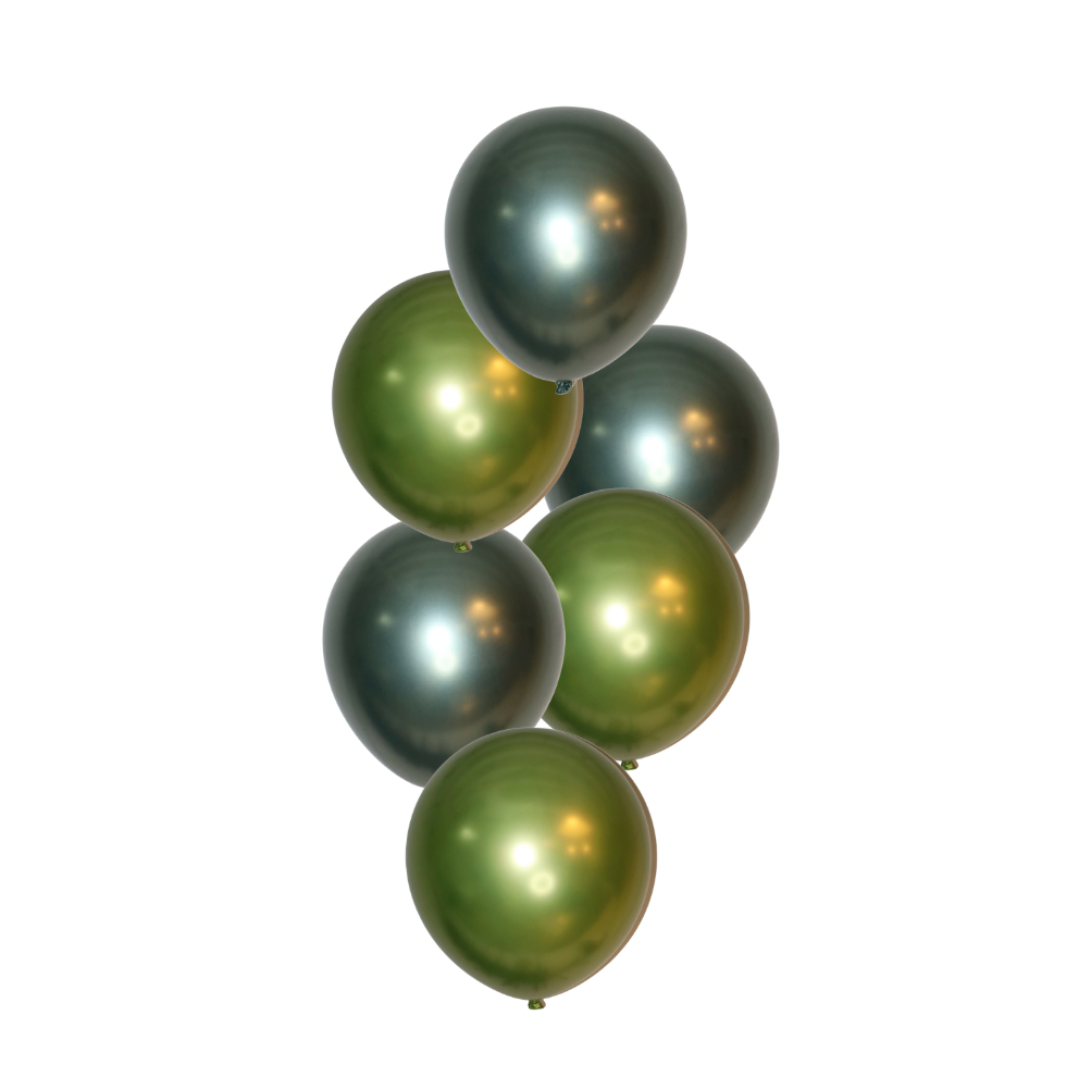 Helíum blöðrubúnt - Króm grænt - 6 blöðrur