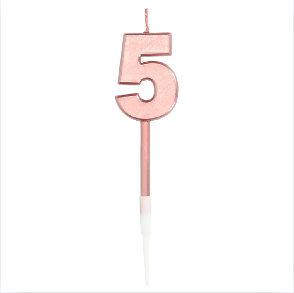 Kerti - Rose Gold metalic tölustafur - 5