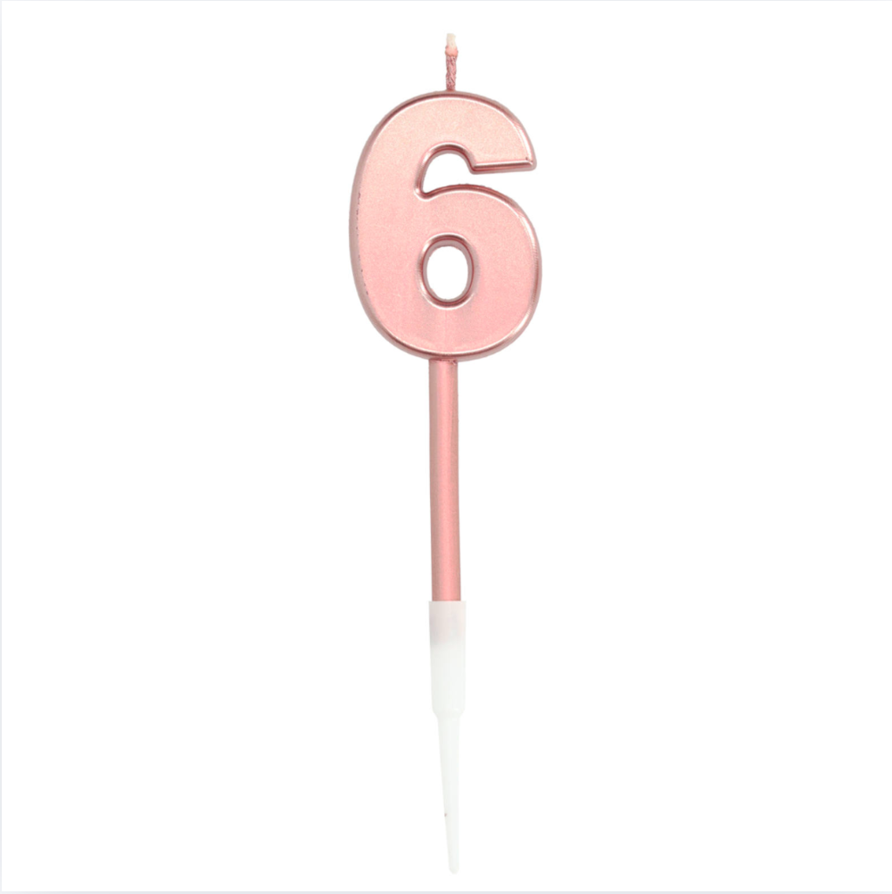 Kerti - Rose Gold metalic tölustafur - 6