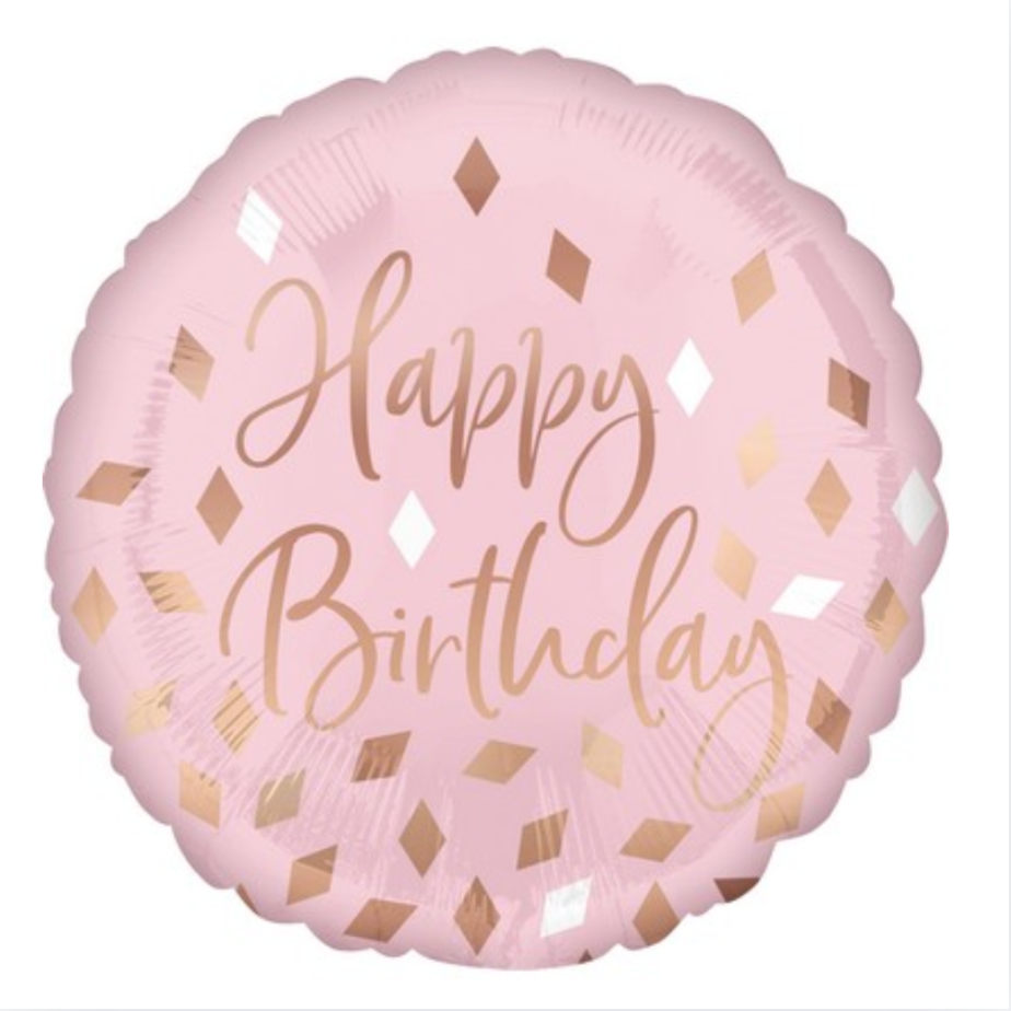 Álblaðra - Happy Birthday - Rose Gold - 45cm