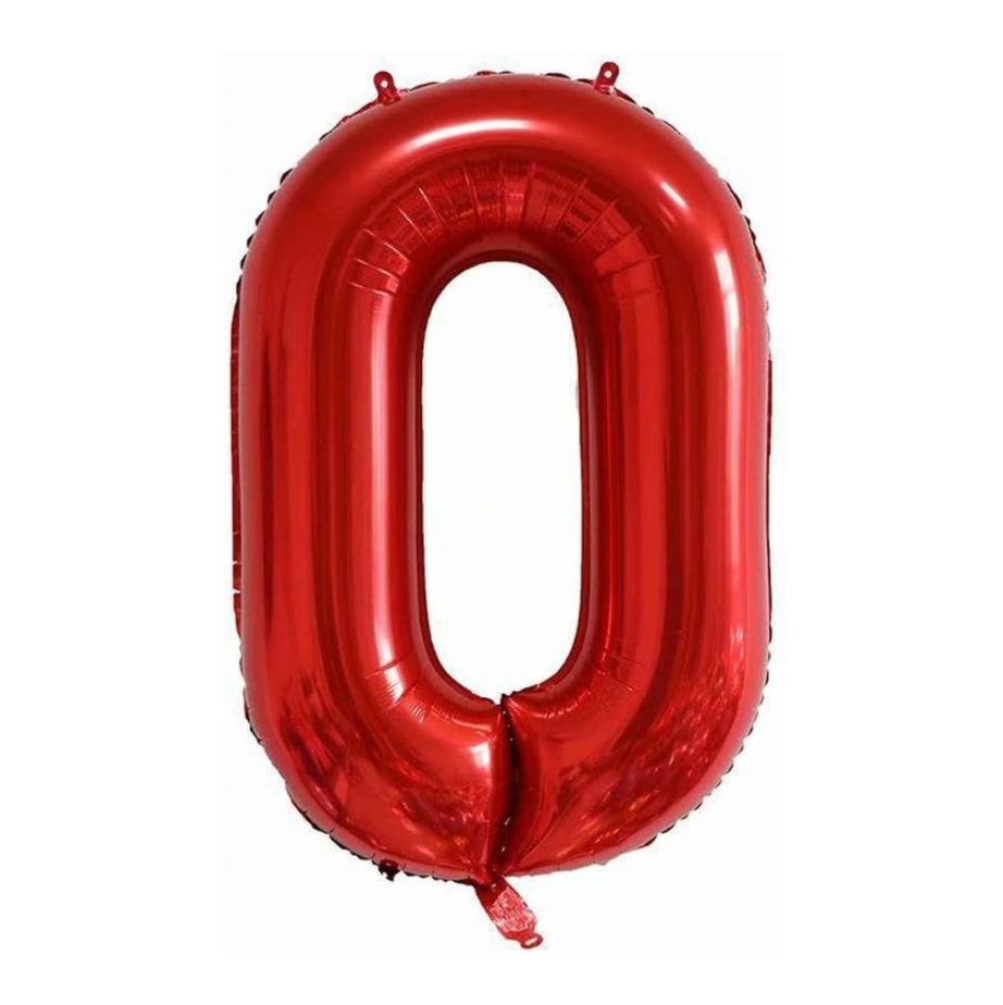 Álblaðra - Tölustafur - 0 - Rauður - 86 cm