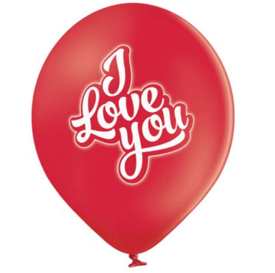 Latex blaðra - I love you - 6 stk