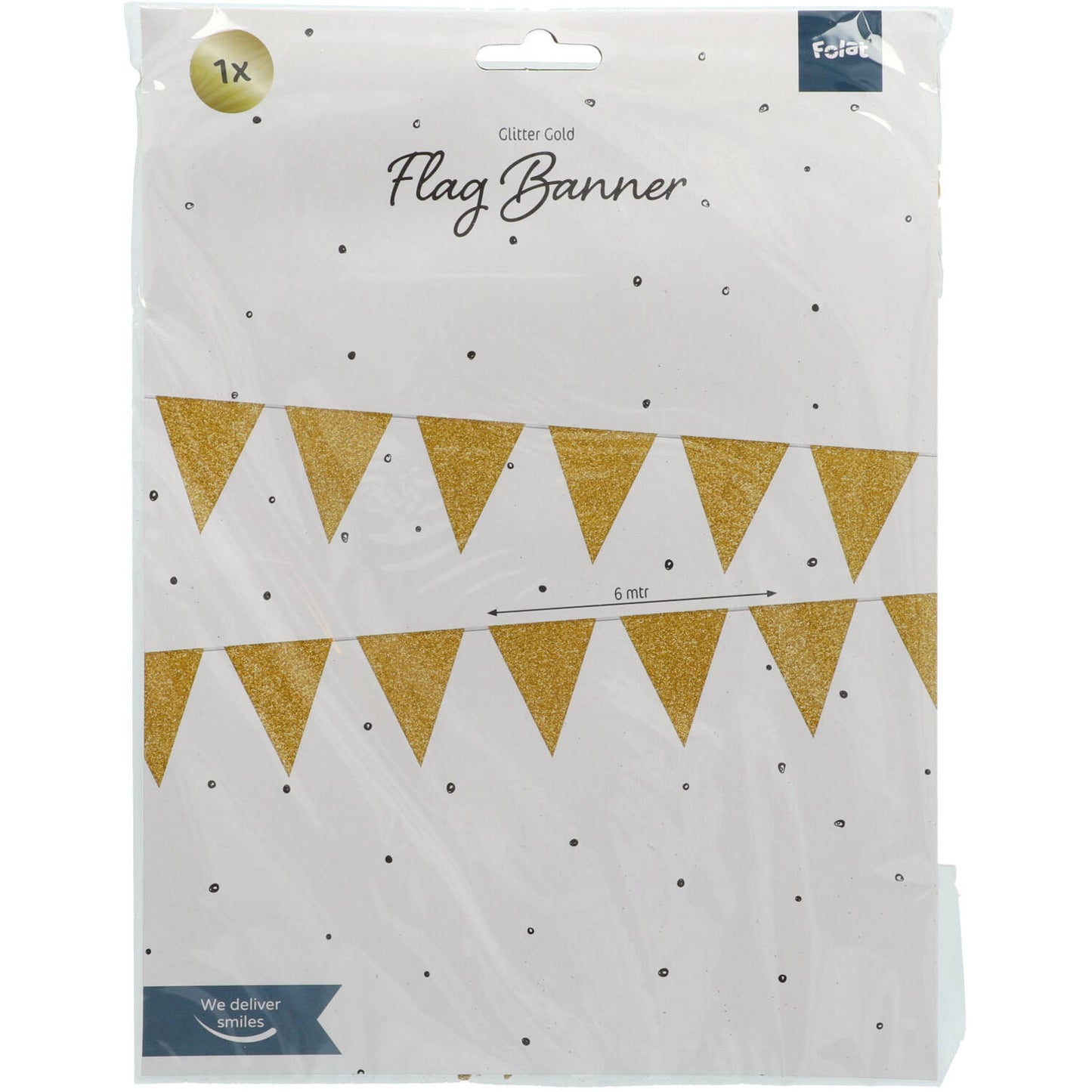 Fánalengja - Gylltar með glimmer - 6 m