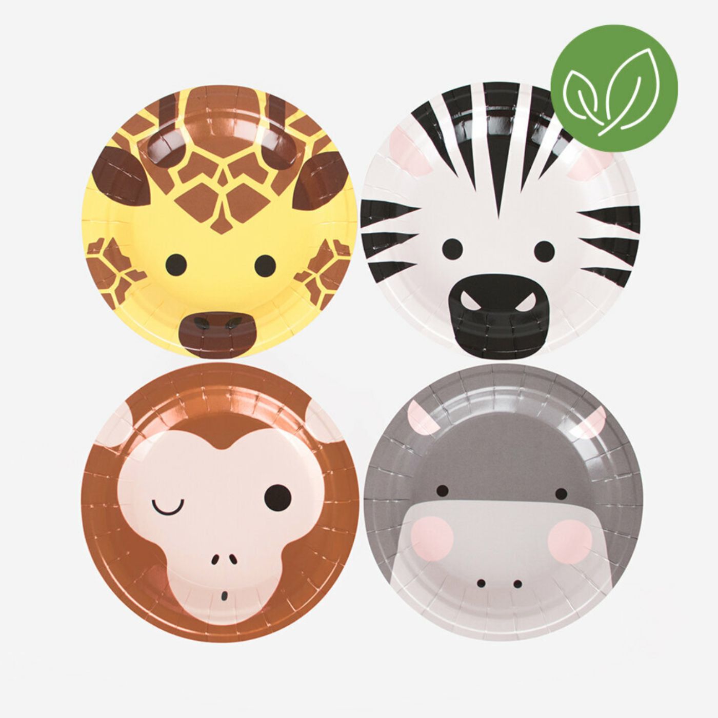 Pappadiskar - Safari dýr - 8 stk