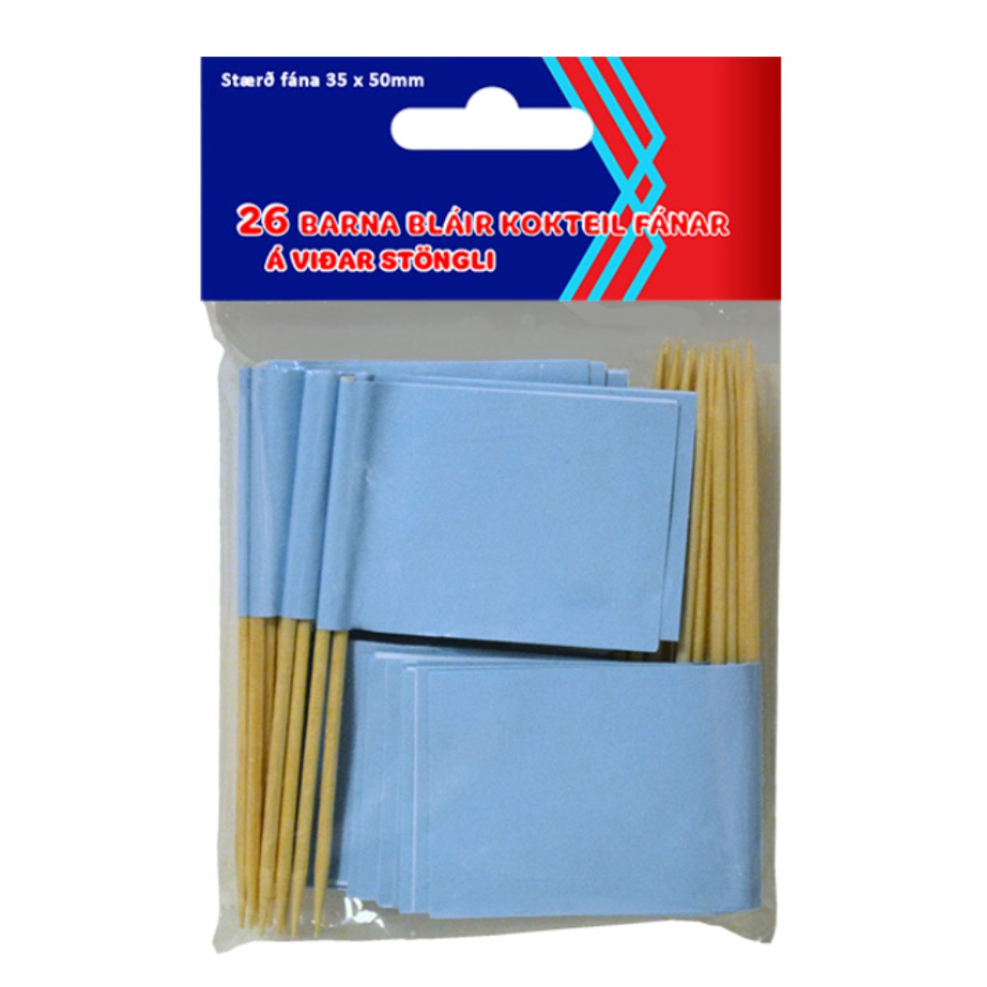 Kokteilfánar - Ljósbláir - 26 stk