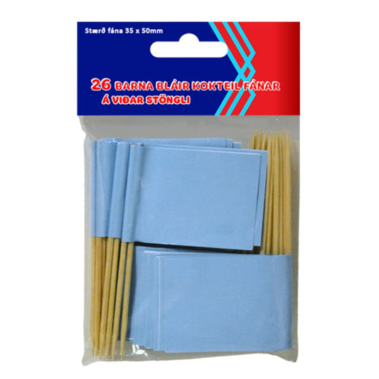 Kokteilfánar - Ljósbláir - 26 stk