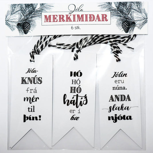 Jólamerkimiðar - Texti - 6 stk