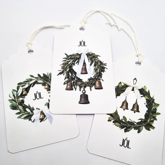 Jólamerkimiðar - Hátíðarkrans - 6 stk