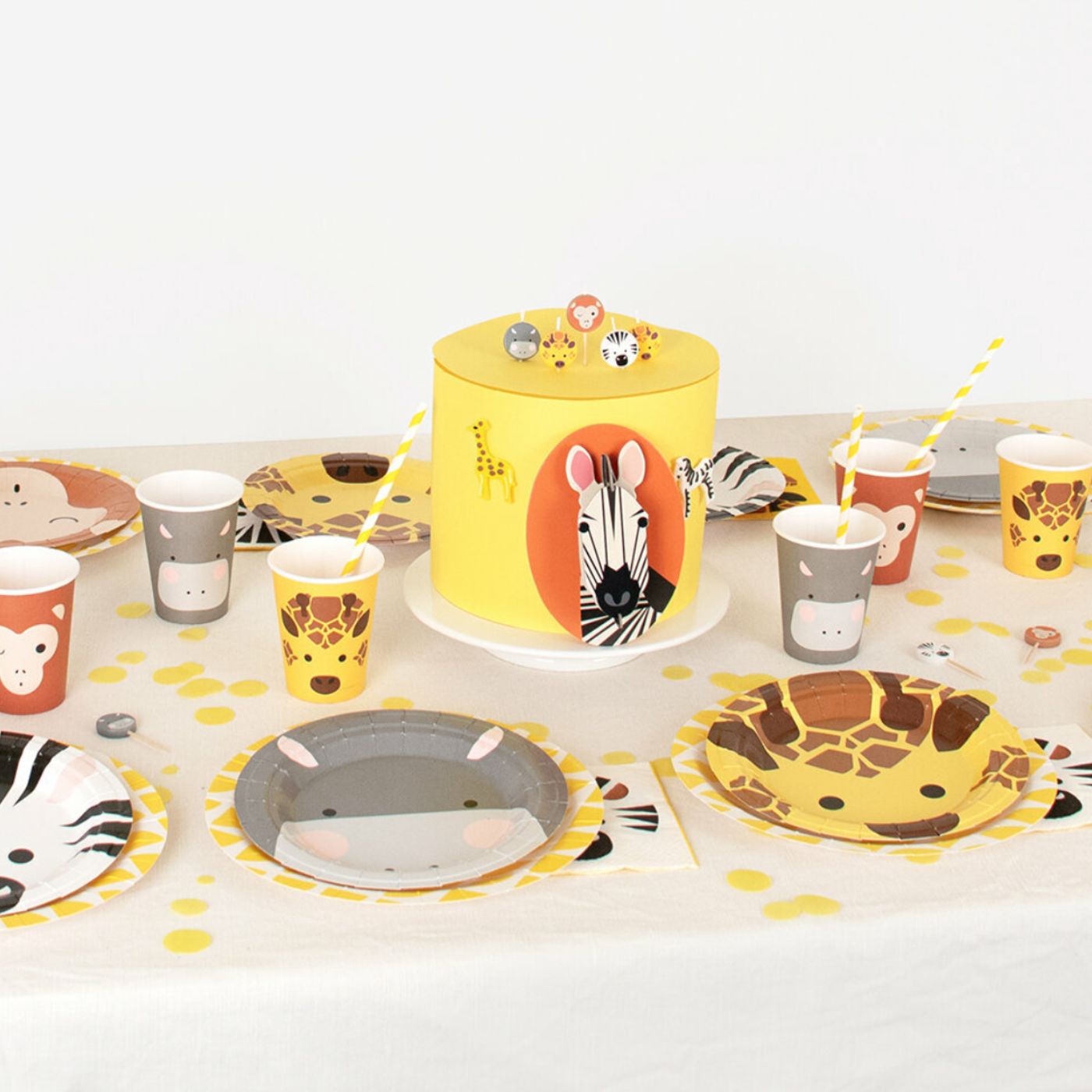 Pappadiskar - Safari dýr - 8 stk