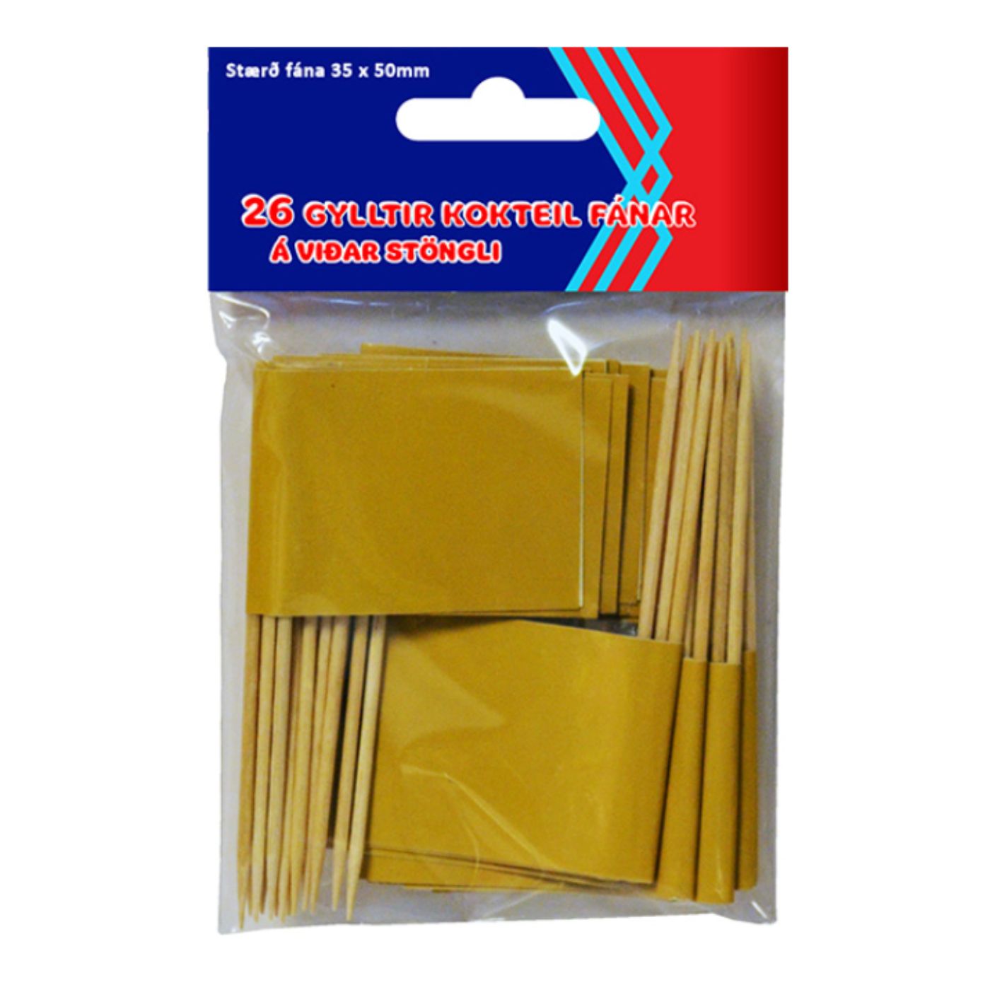Kokteilfánar - Gylltir - 26 stk