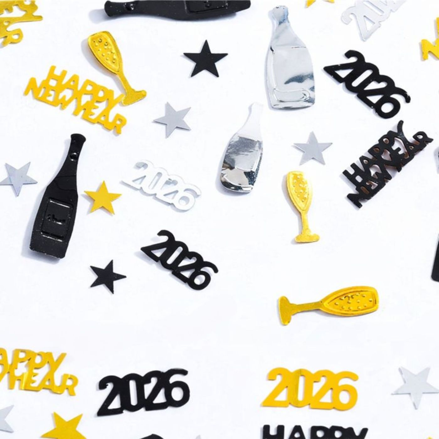 Confetti - Áramóta - Gyllt, silfur og svart