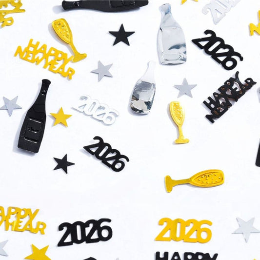 Confetti - Áramóta - Gyllt, silfur og svart