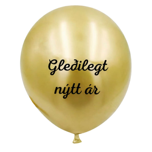 Latex blaðra - Gleðilegt nýtt ár - Gull - 30 cm