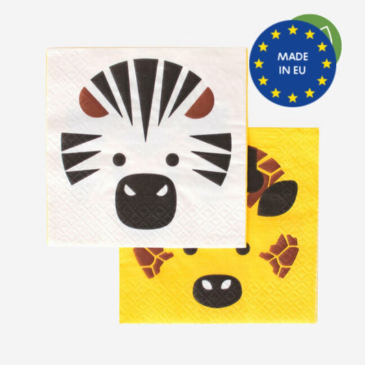 Servíettur - Safari dýr - 20 stk