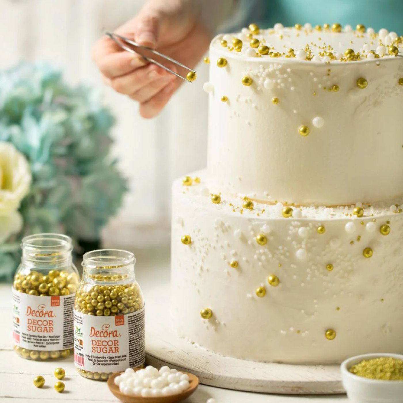 Sykurperlur - 100 g - Metallic Gull -  ø5mm