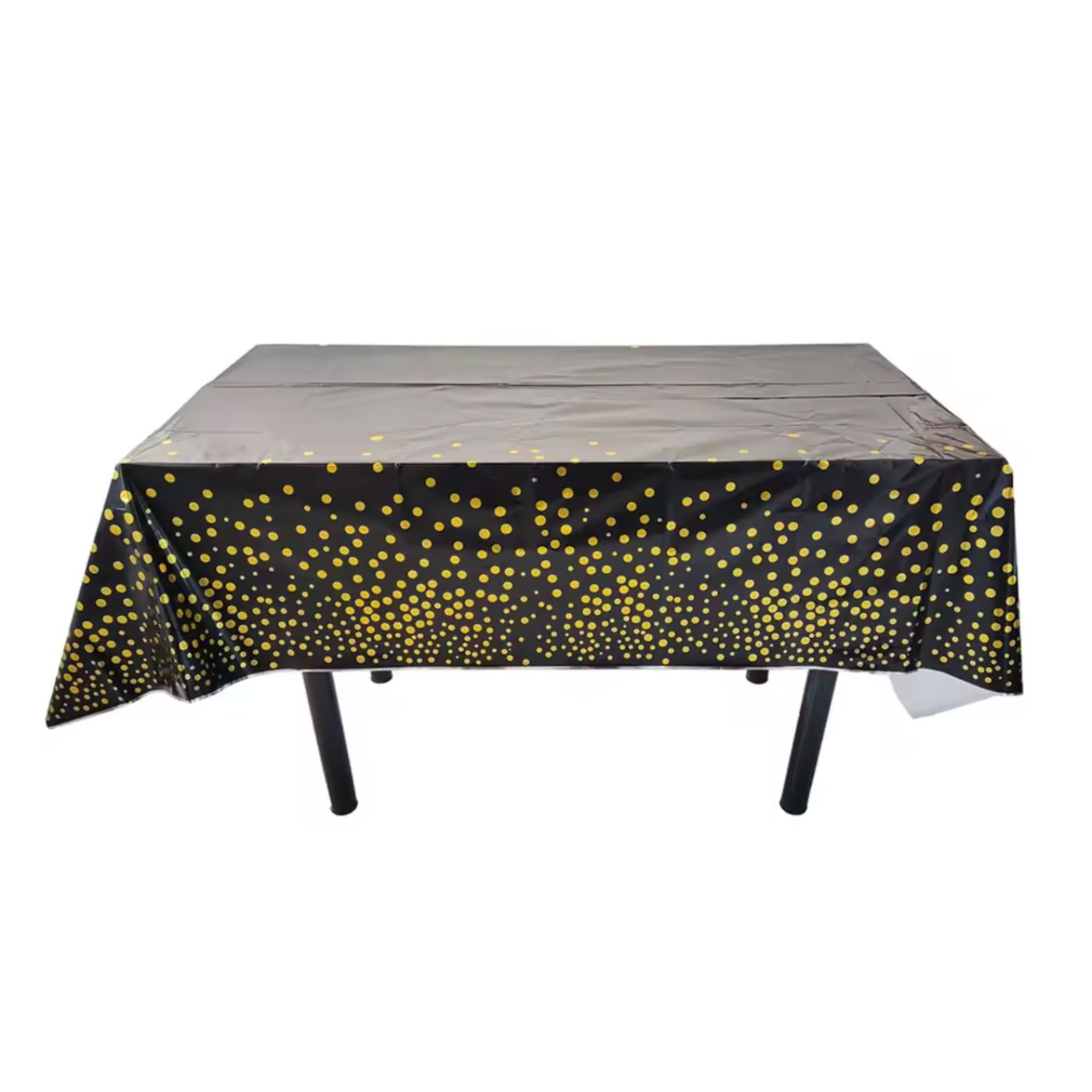 Plastdúkur - Svartur m. gylltum doppum