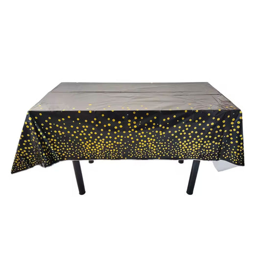 Plastdúkur - Svartur m. gylltum doppum