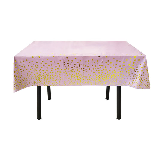 Plastdúkur - Bleikur m. gylltum doppum