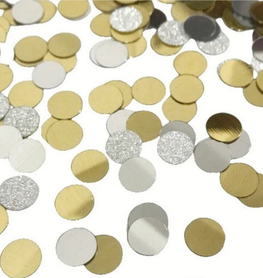 Confetti - Litlir hringir - Gull og silfur glimmer