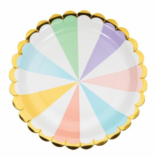 Pappadiskar - Pastel litir - 8 stk