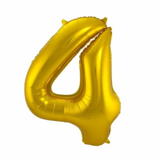 Álblaðra - Gylltur tölustafur - 4 - 86 cm