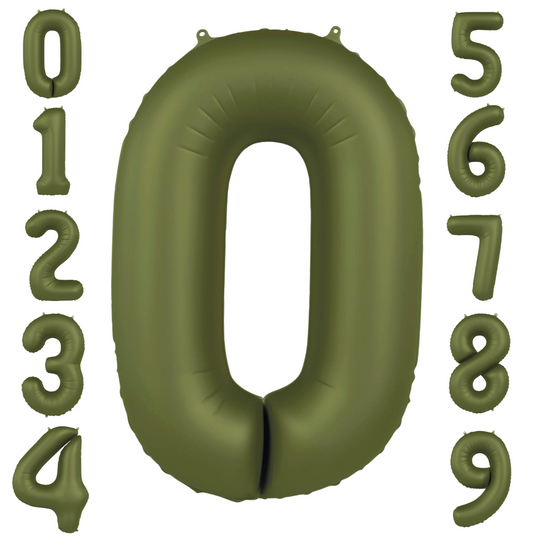 Álblöðrur - Tölustafir -  Ólífu grænn - 86 cm